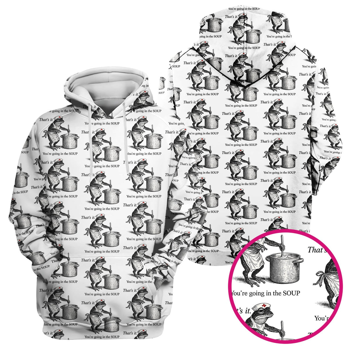 Funny Nurse Frog Cooking Soup Vintage Pattern Scrub Top, Comfortable Scrubs for Nurses