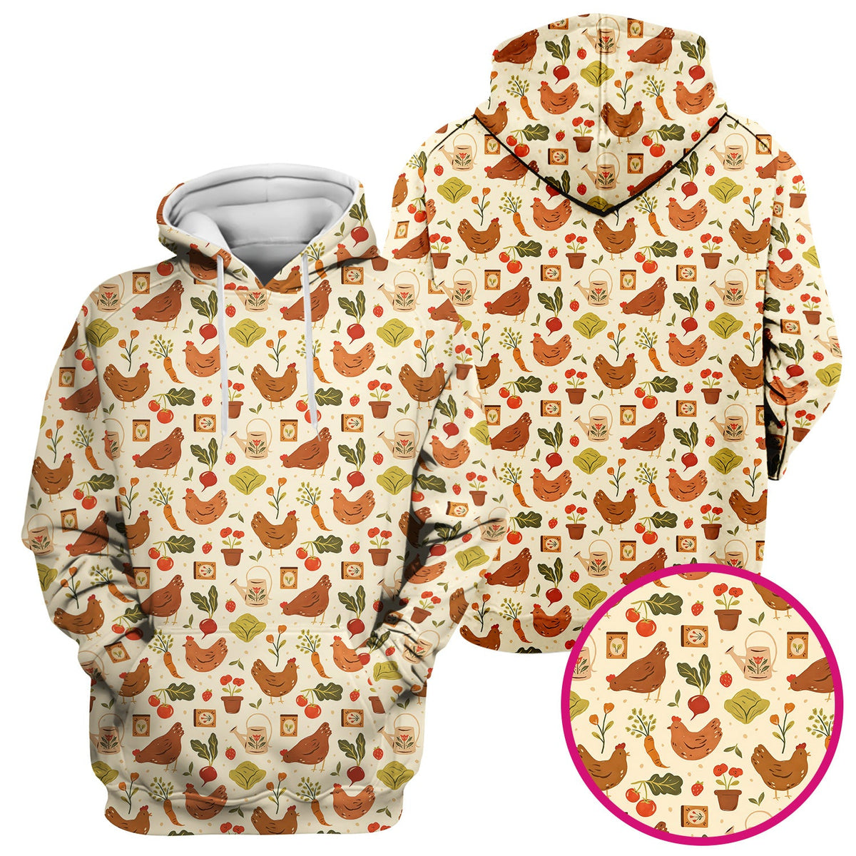 Rustic Farm Chicken Vegetable Nurse Scrub Top