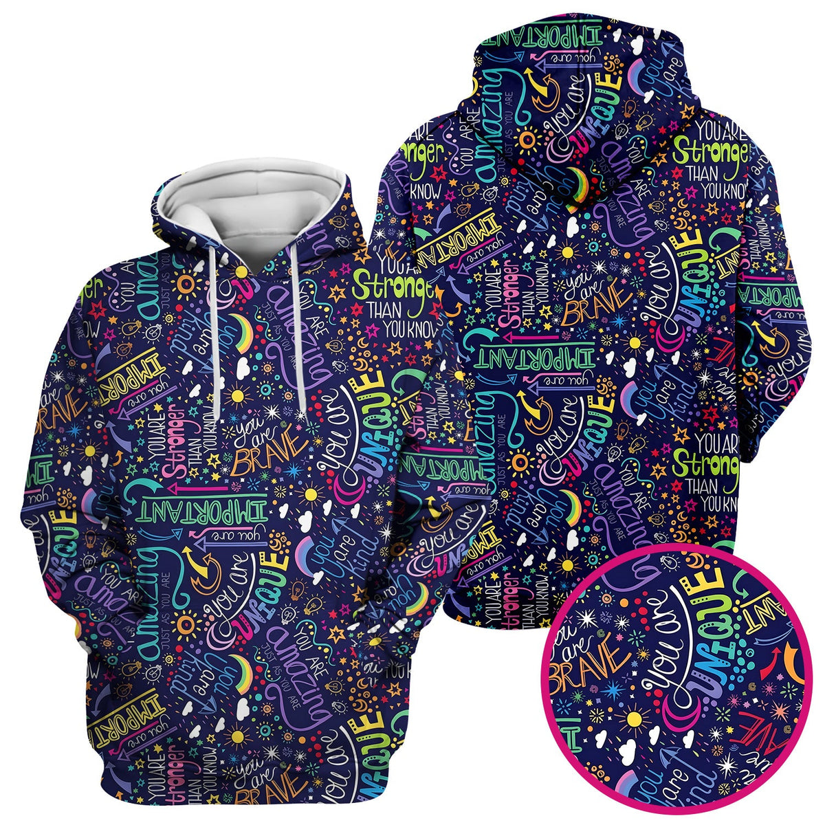 Inspirational Quote Pattern Scrub Top, Breathable Fabrics Nursing Uniform