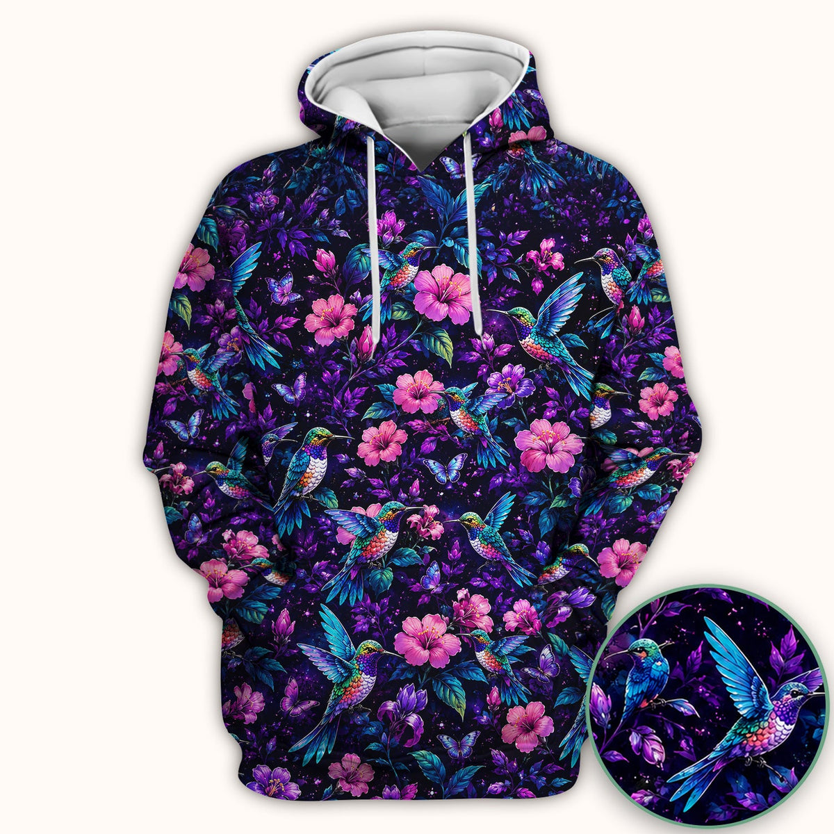 Vibrant Hummingbird Hibiscus Blossom Nurse Scrub Top
