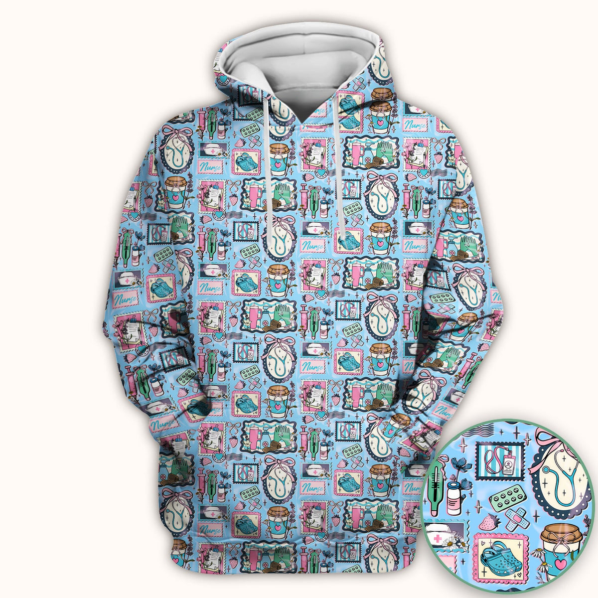 Stethoscope Syringe Frame Nurse Scrub Top