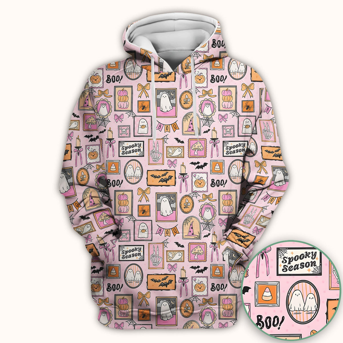 Pink Halloween Ghost Gallery Nurse Scrub Top