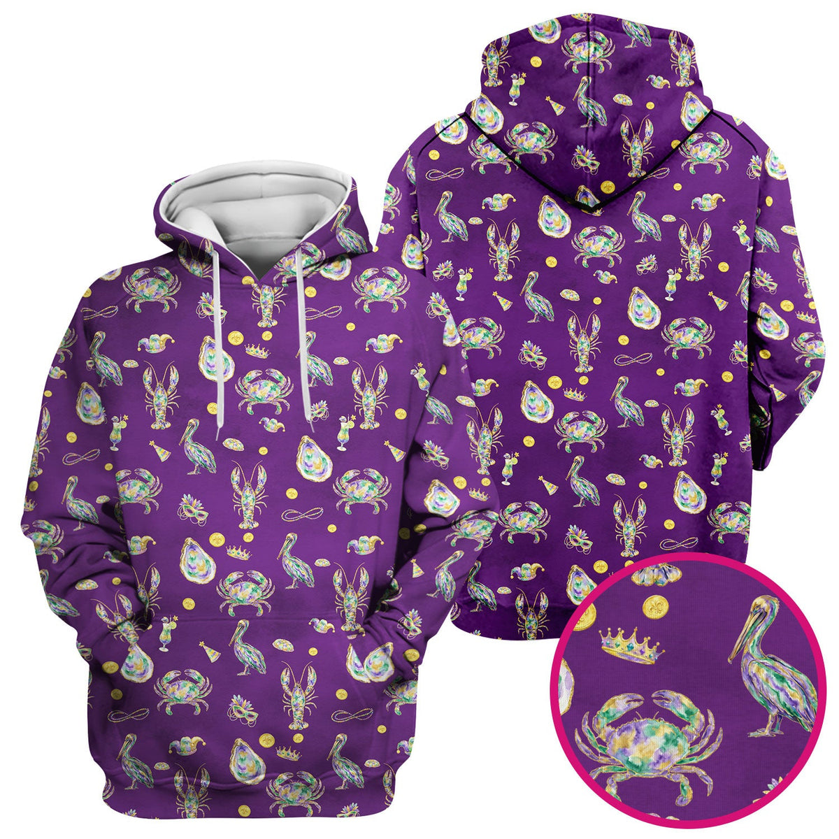 Mardi Gras Seafood Nurse Scrub Top
