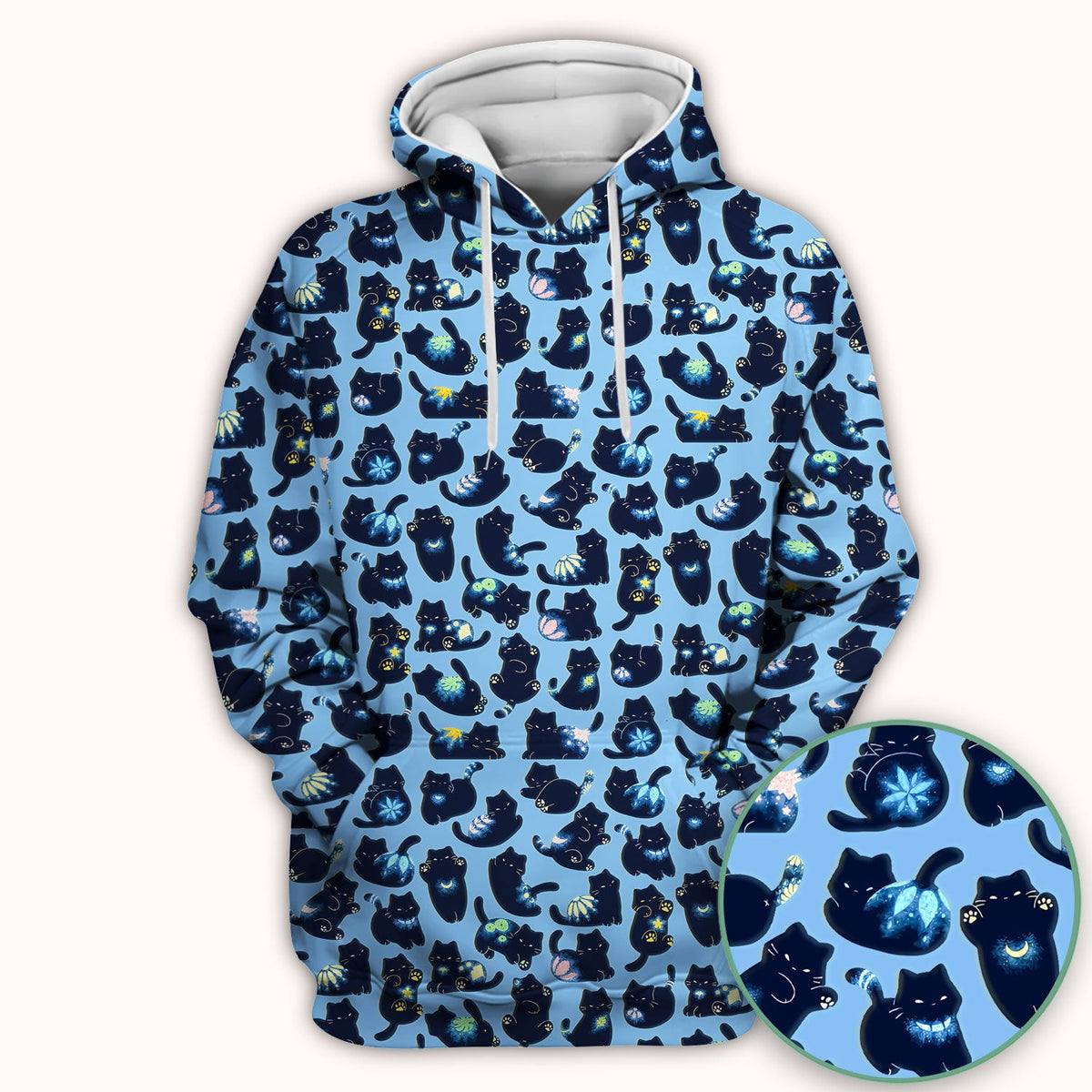 Midnight Black Cat Nurse Scrub Top