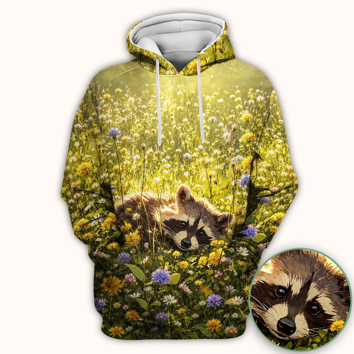 Meadow Raccoon Wildflower Garden Nurse Scrub Top