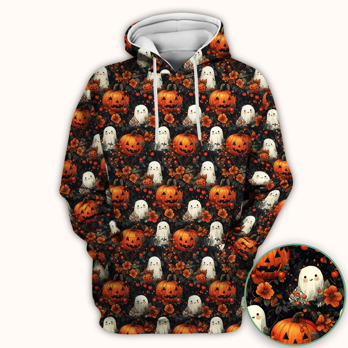 Spooky Ghost Pumpkin Nurse Scrub Top