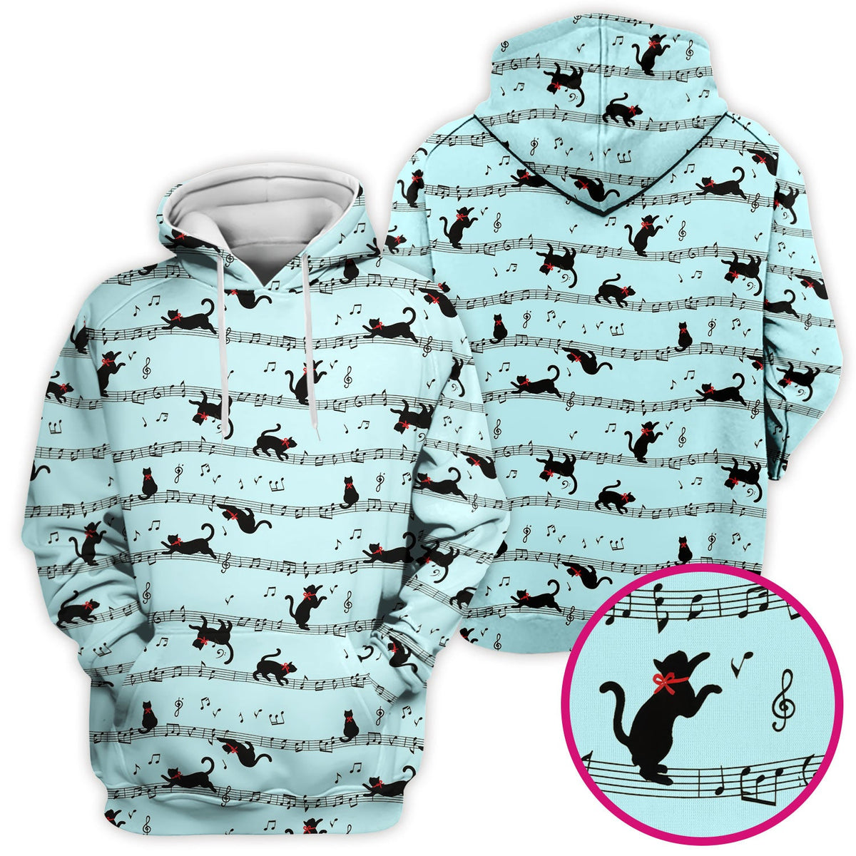 Dancing Black Cat Music Nurse Scrub Top