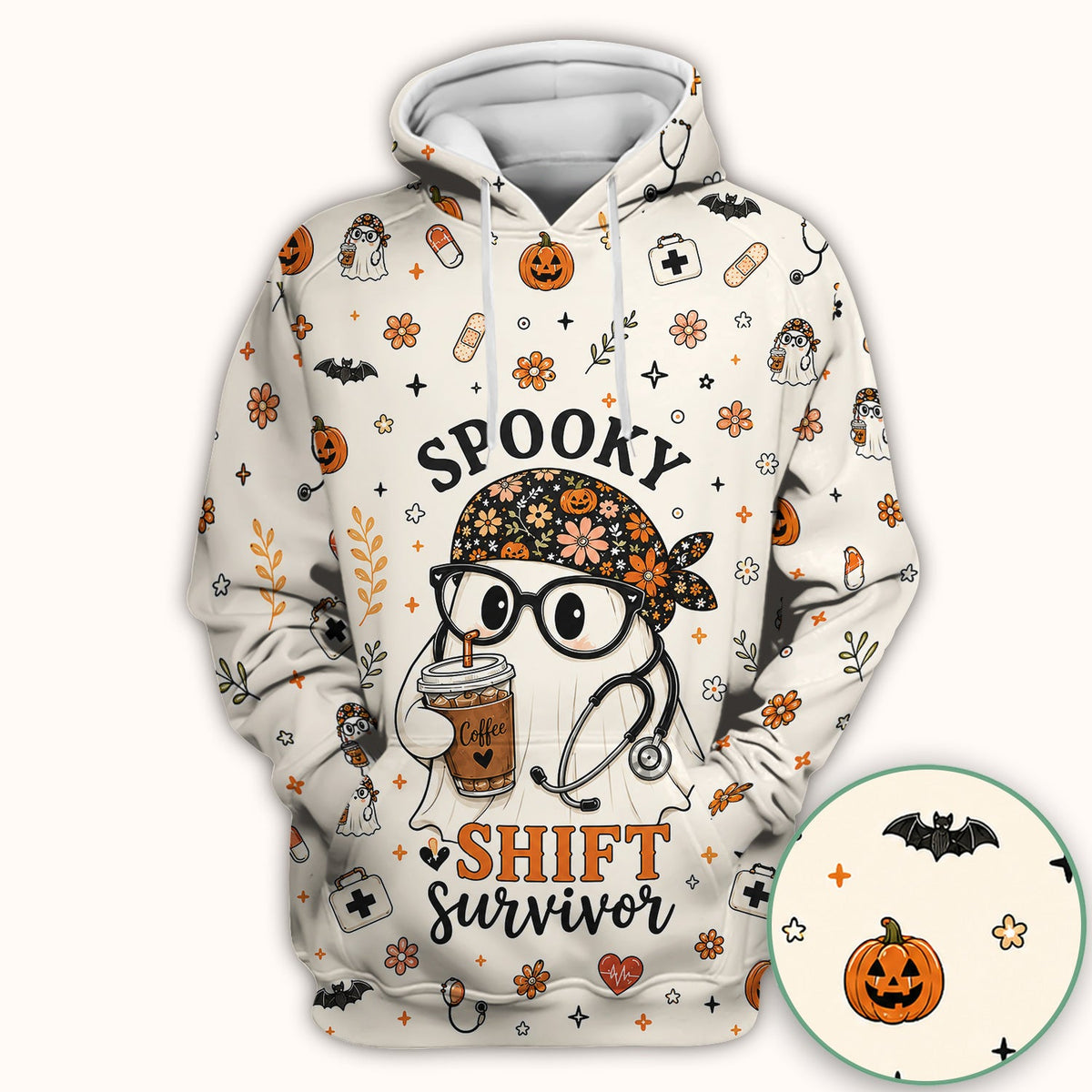 Shift Survivor Ghost Nurse Scrub Top - Halloween Gift