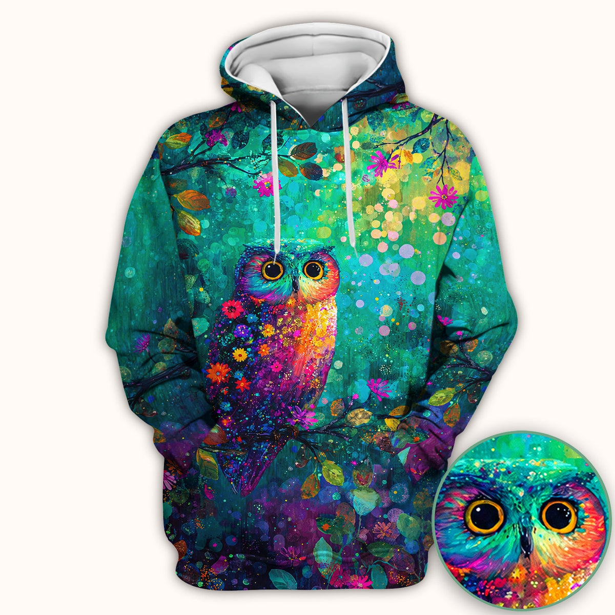 Colorful Owl Forest Nurse Scrub Top