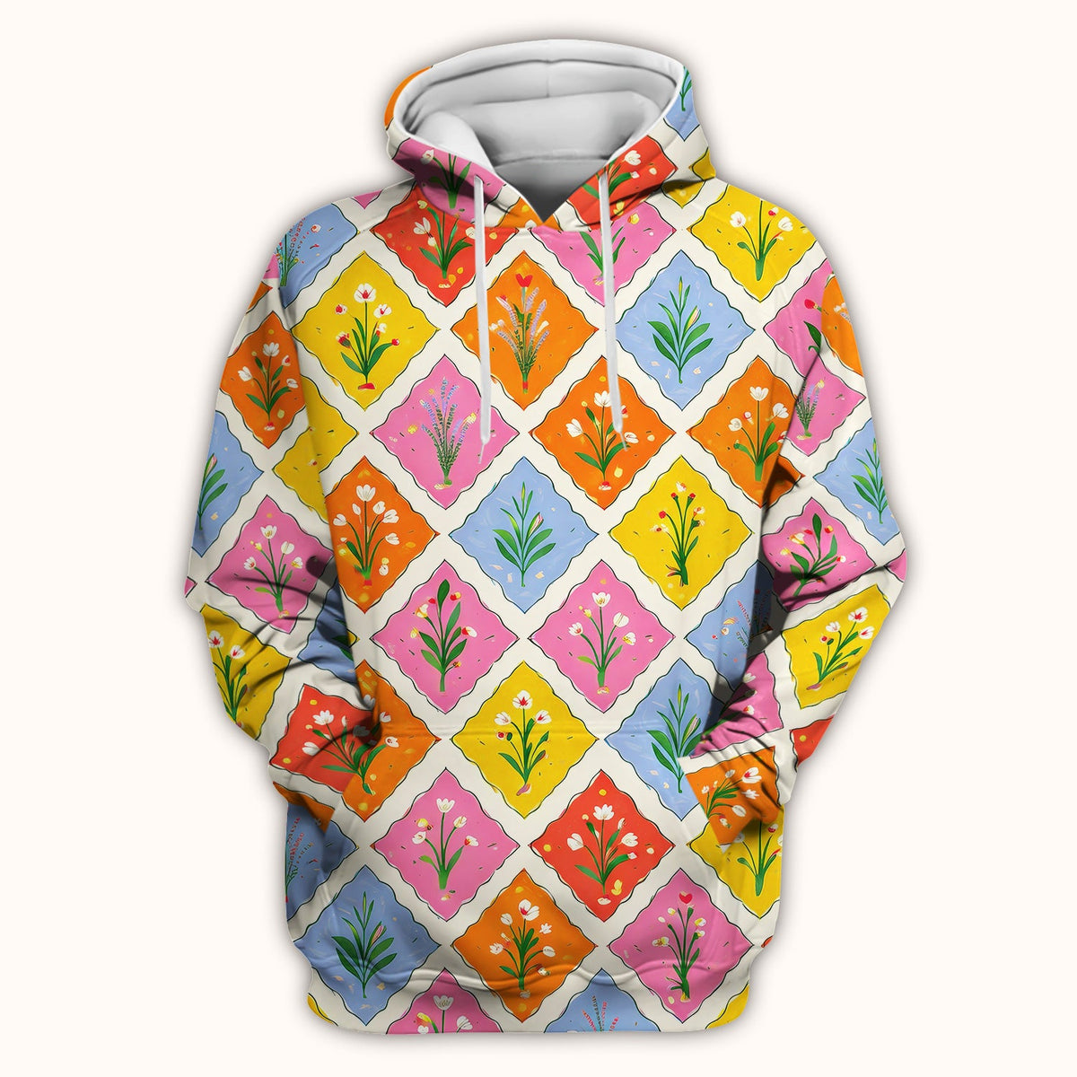 Colorful Floral Tile Nurse Scrub Top