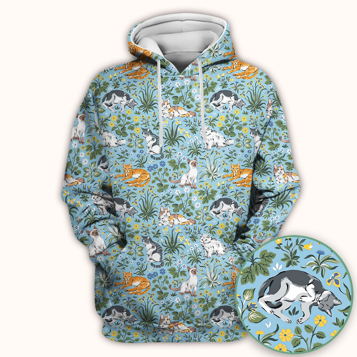 Floral Cat Garden Nurse Scrub Top