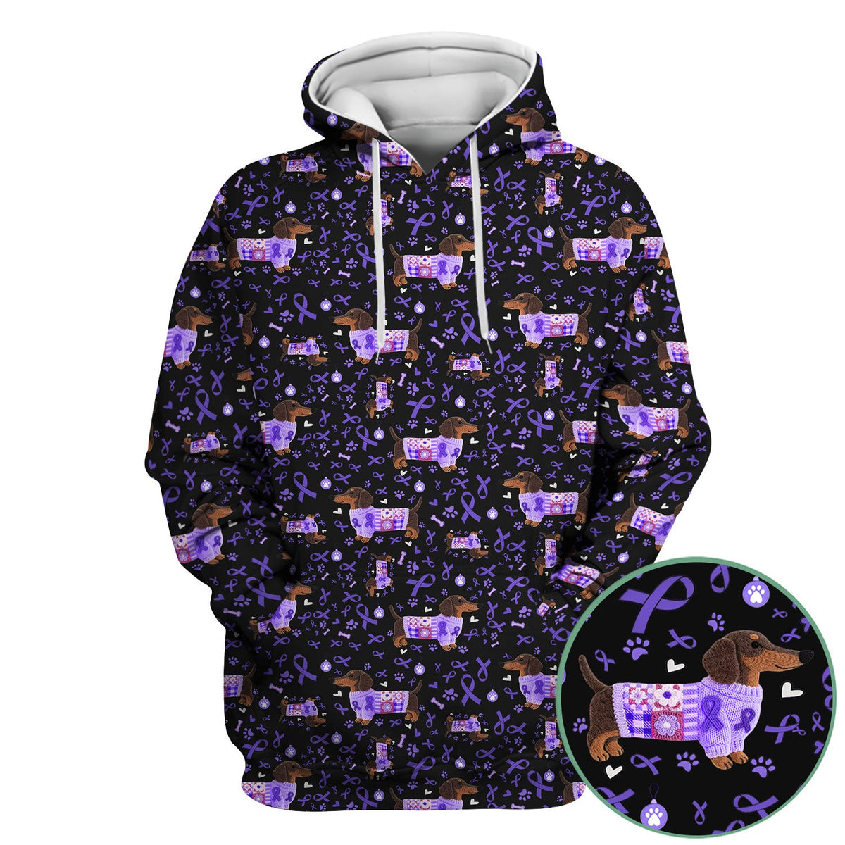 Purple Ribbon Dachshund Nurse Scrub Top