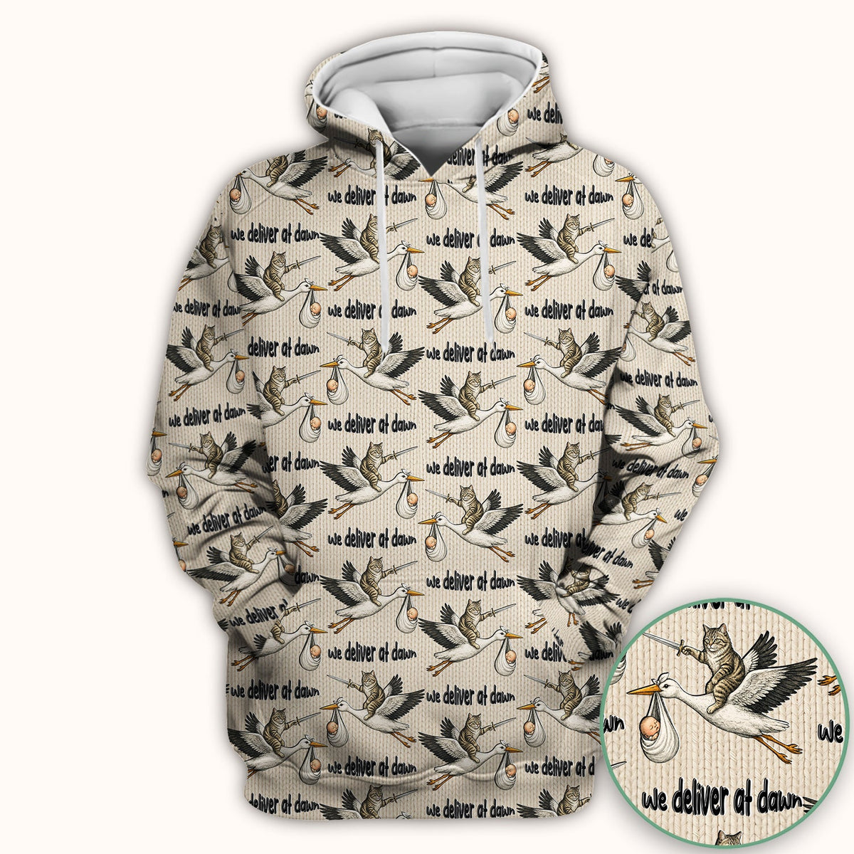 Stork Cat Delivery Nurse Scrub Top