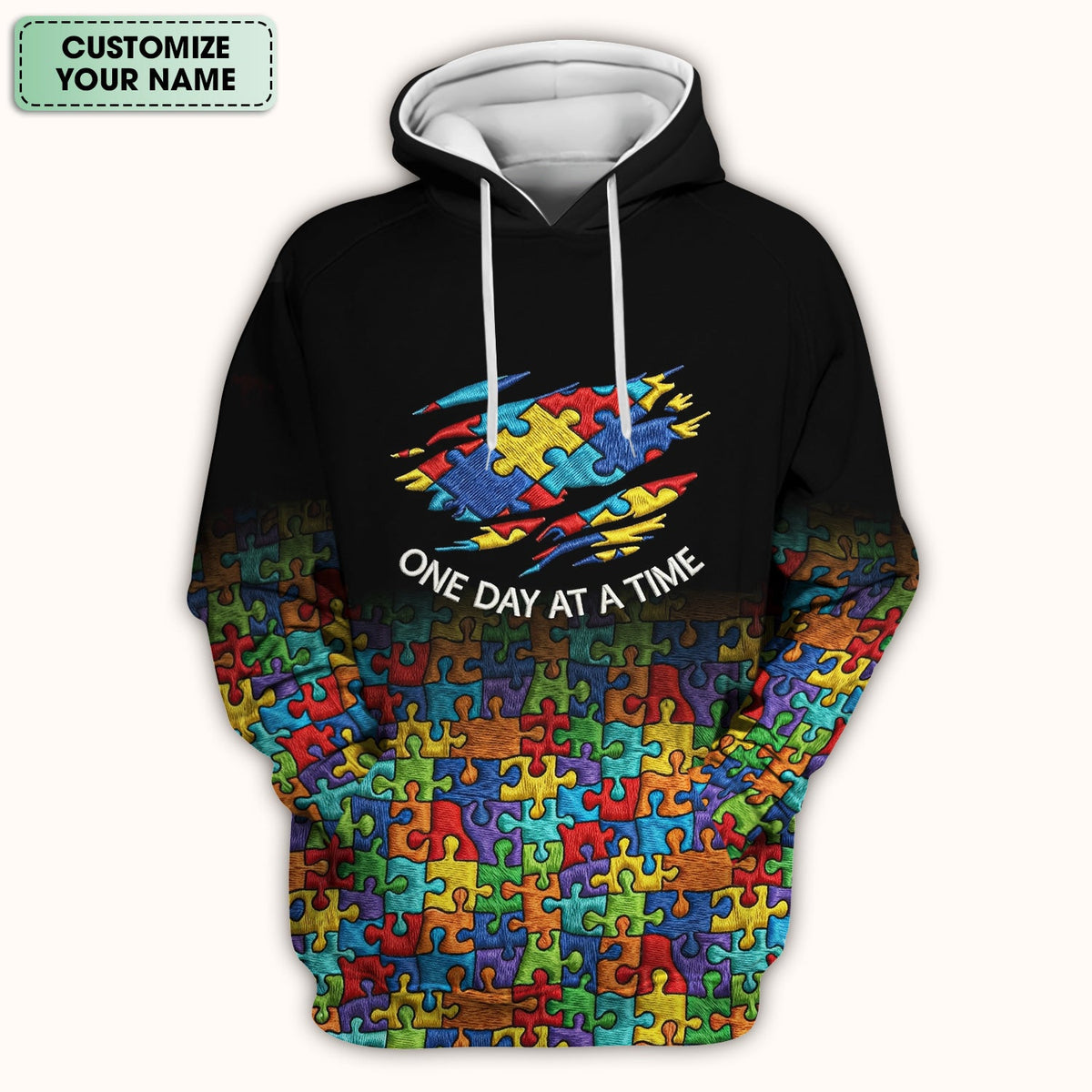 Personalized Autism Puzzle One Day At A Time Nurse Scrub Top