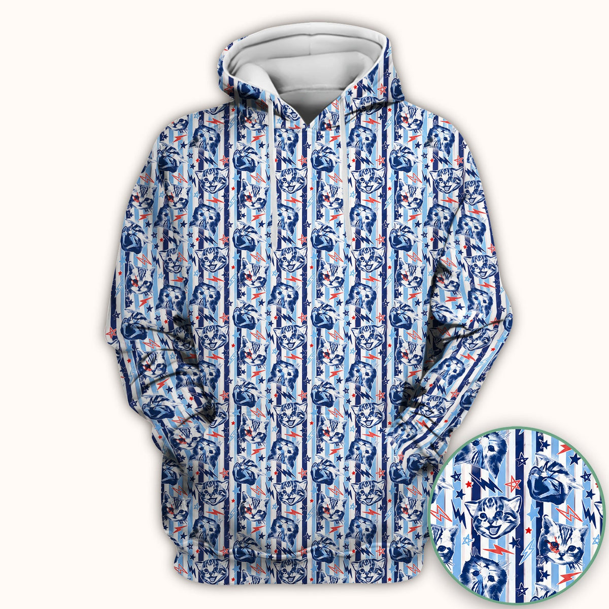 Cat Faces With Lightning Nurse Scrub Top
