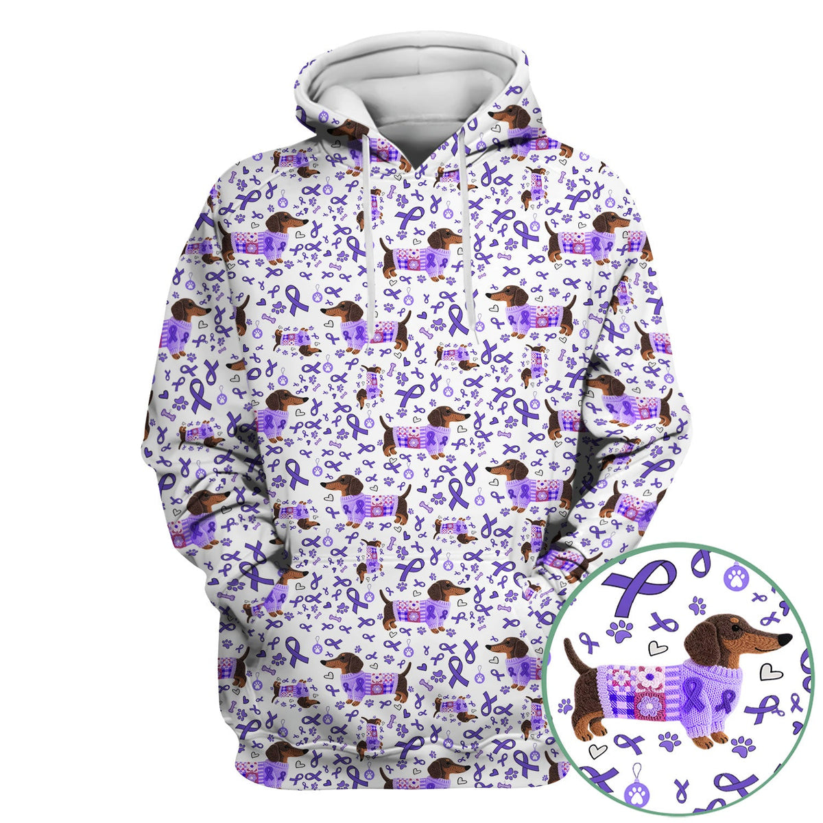 Purple Ribbon Dachshund Nurse Scrub Top