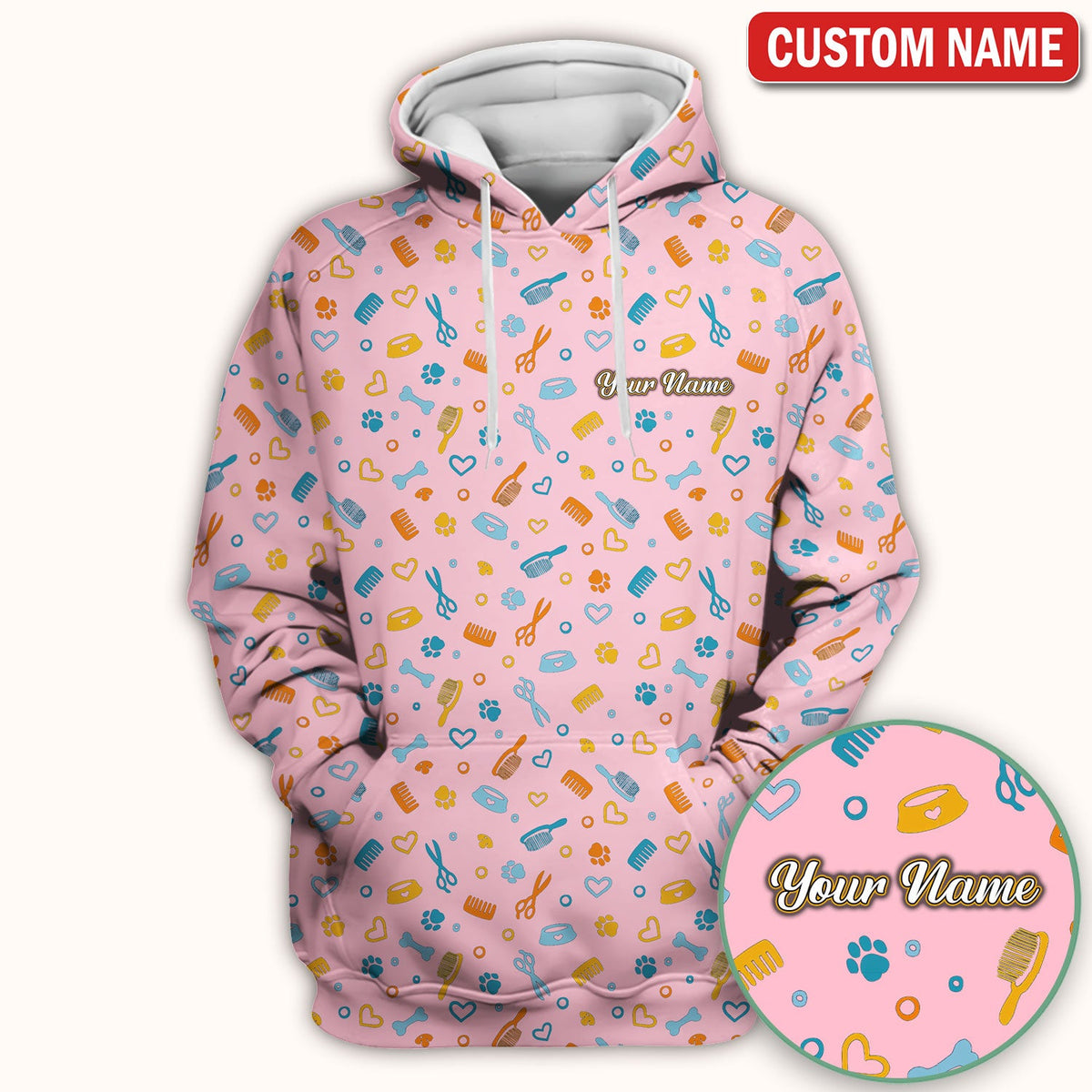 Personalized Dog Cat Grooming Nurse Scrub Top