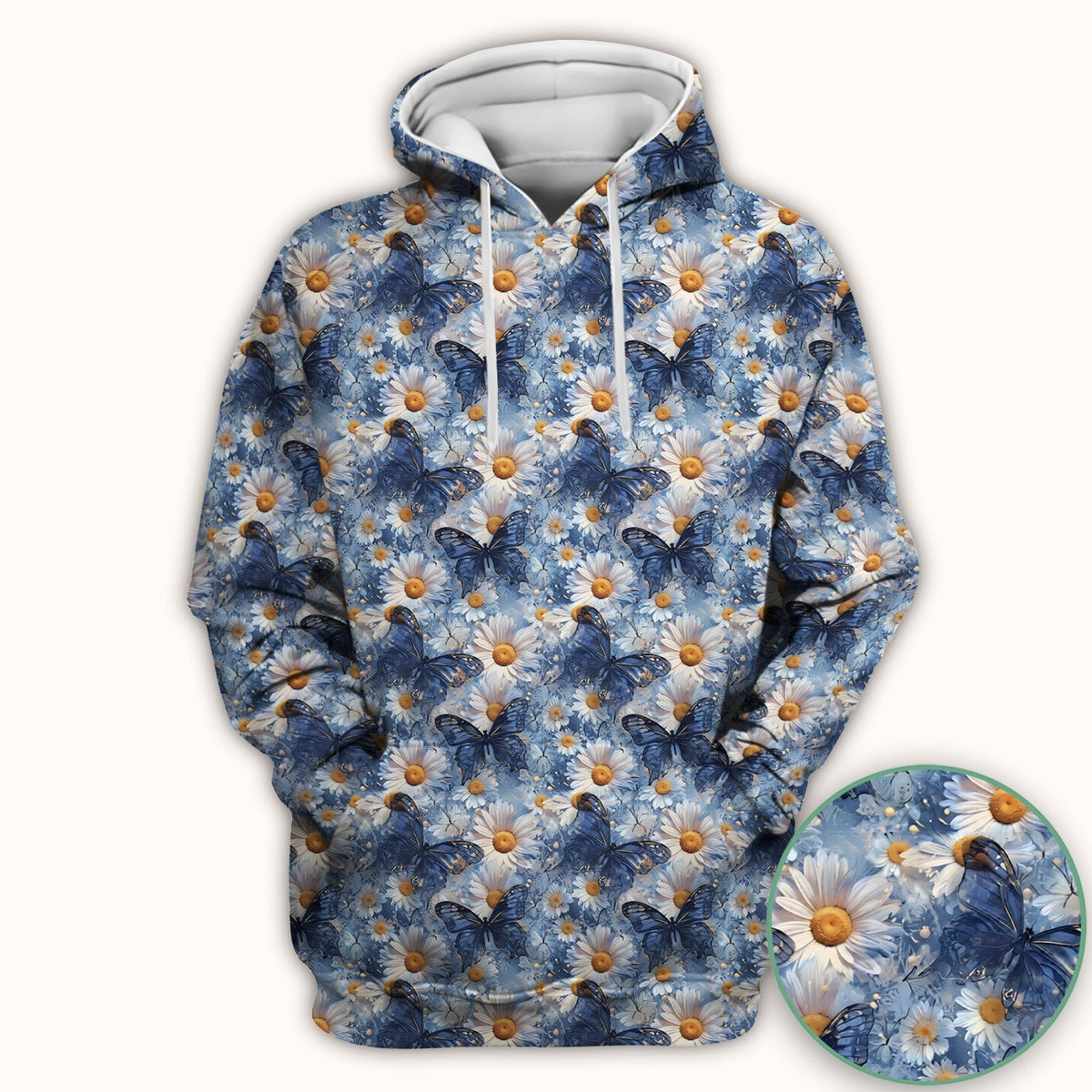 Blue Daisy Butterfly Nurse Scrub Top