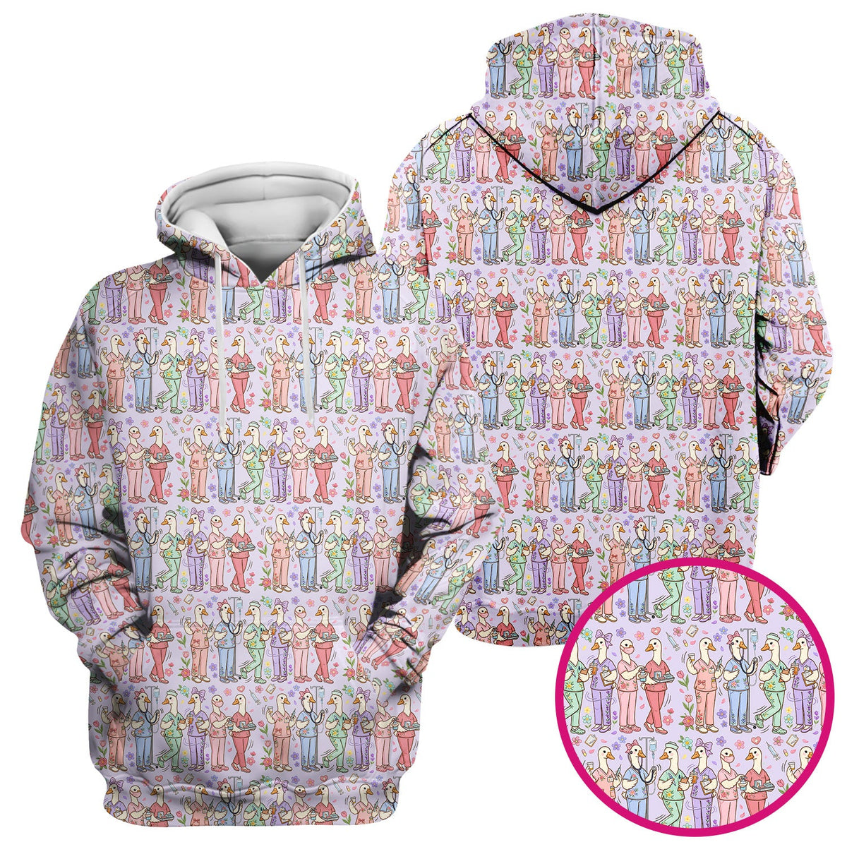 Goose Characters Floral Nurse Scrub Top