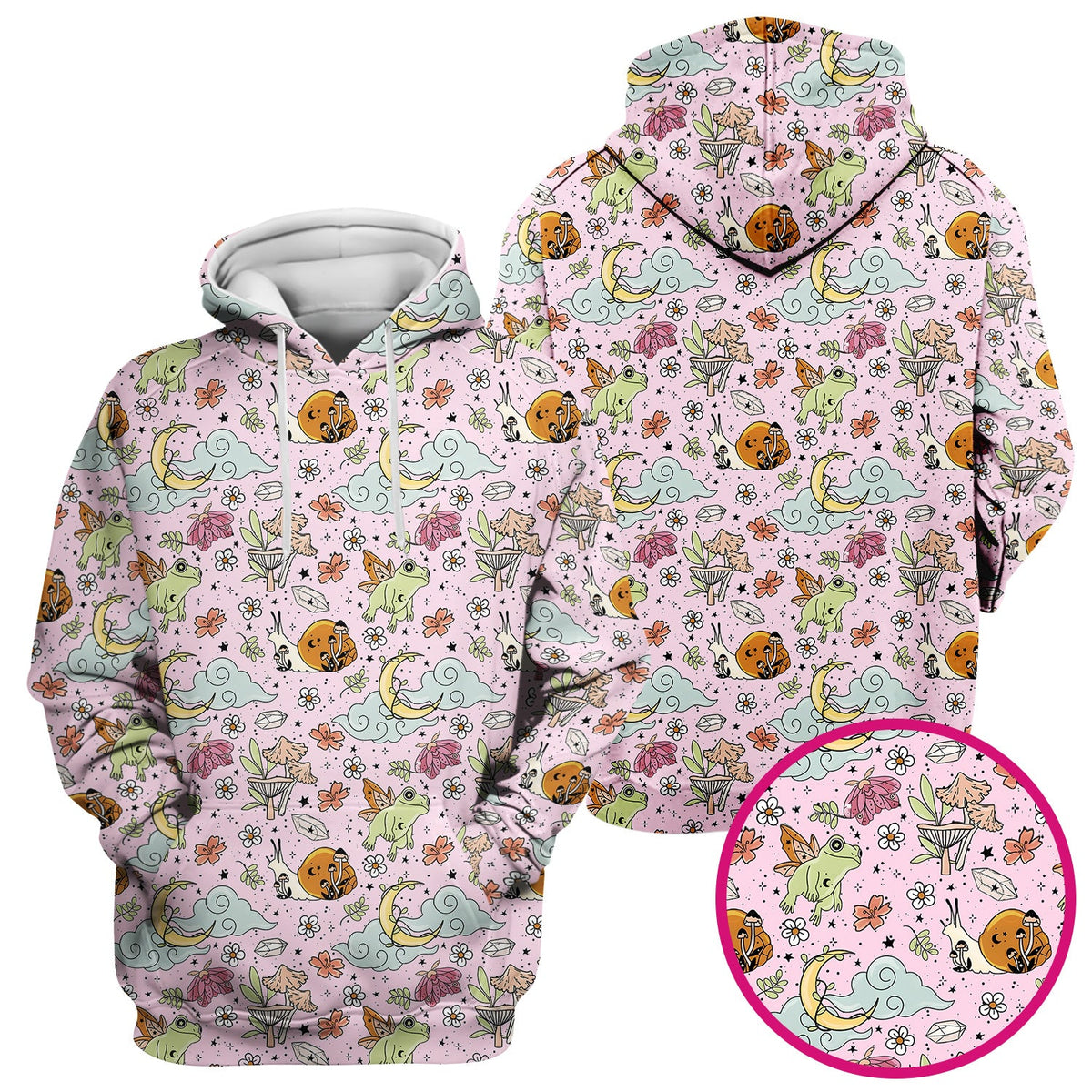 Whimsical Frog Moon Mushroom Nurse Scrub Top