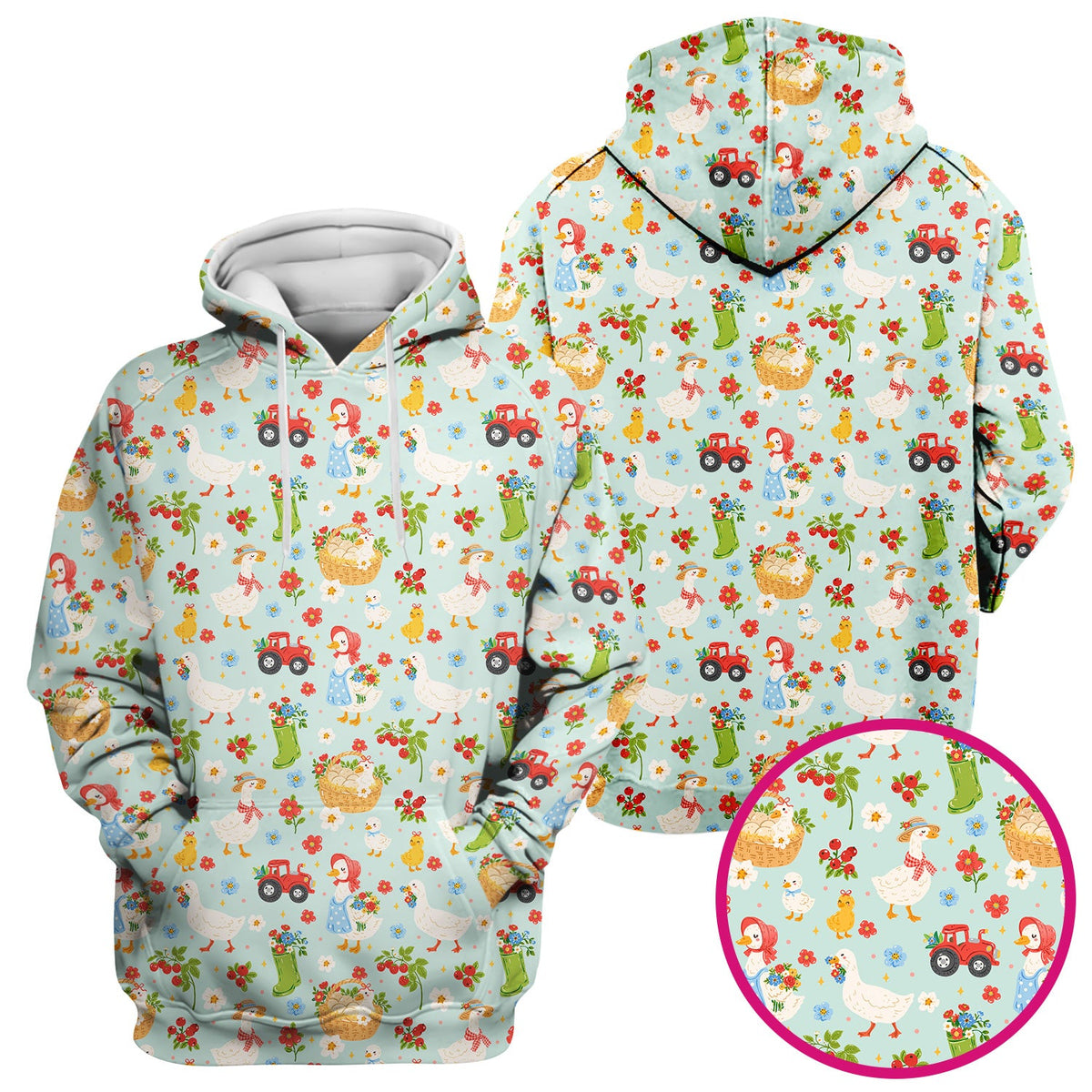 Farm Duck Chicken Tractor Flower Basket Nurse Scrub Top