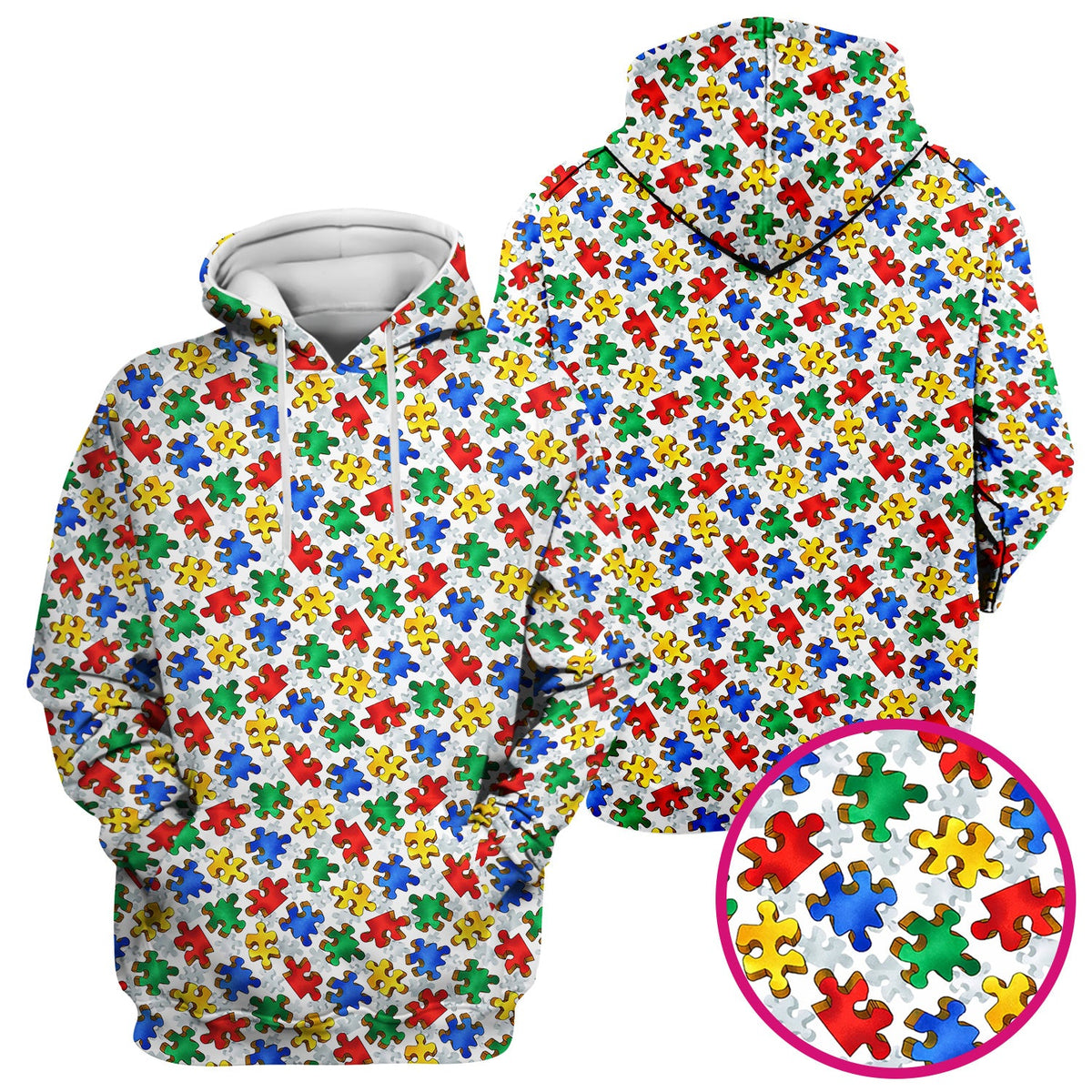 Colorful Autism Puzzle Piece Nurse Scrub Top