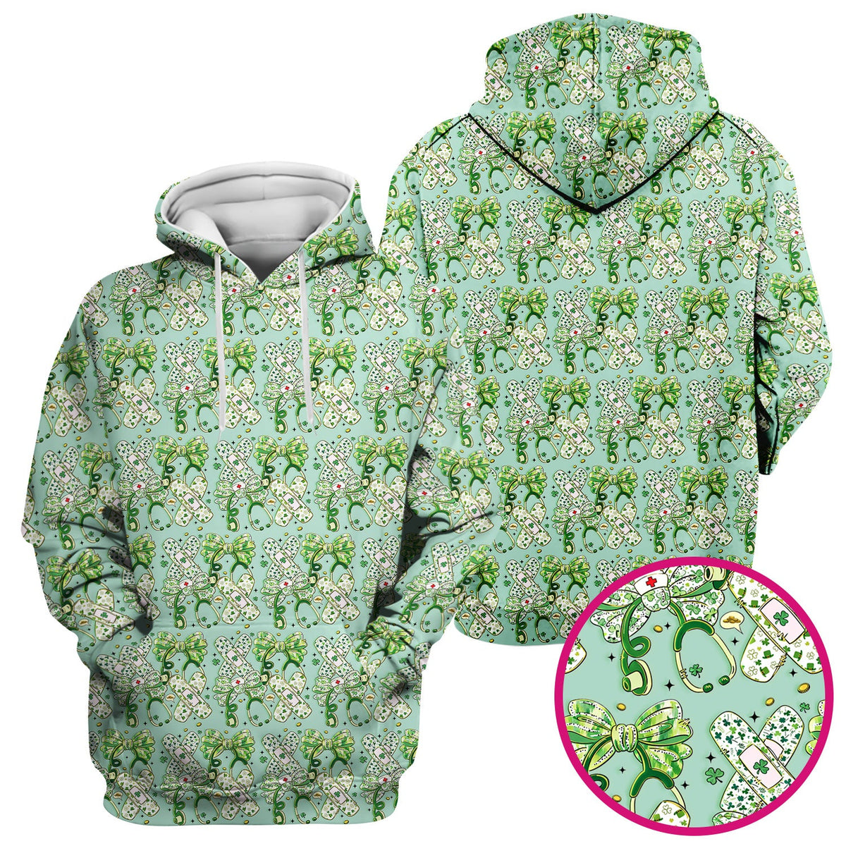 St Patrick Shamrock Stethoscope Nurse Scrub Top