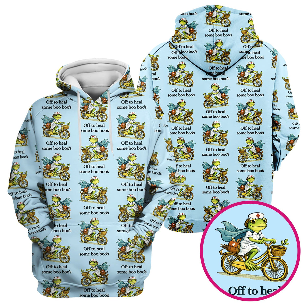 Frog Cycling Nurse Scrub Top