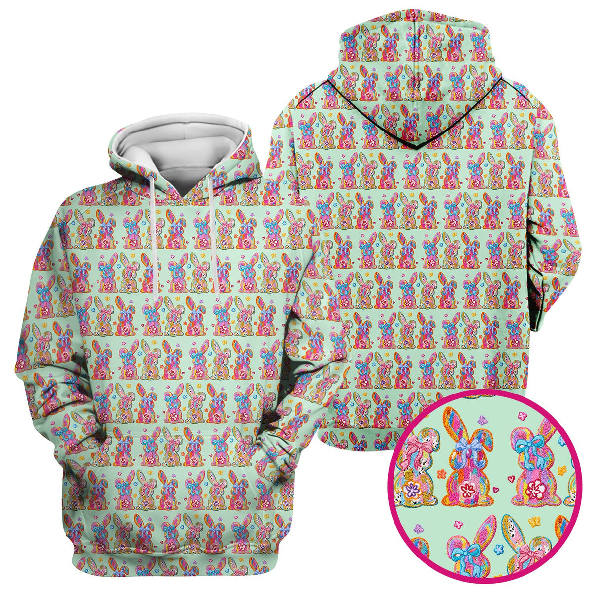 Cute Pastel Bunny Floral Pattern Scrub Top, Comfortable Scrubs for Nurses, Easter