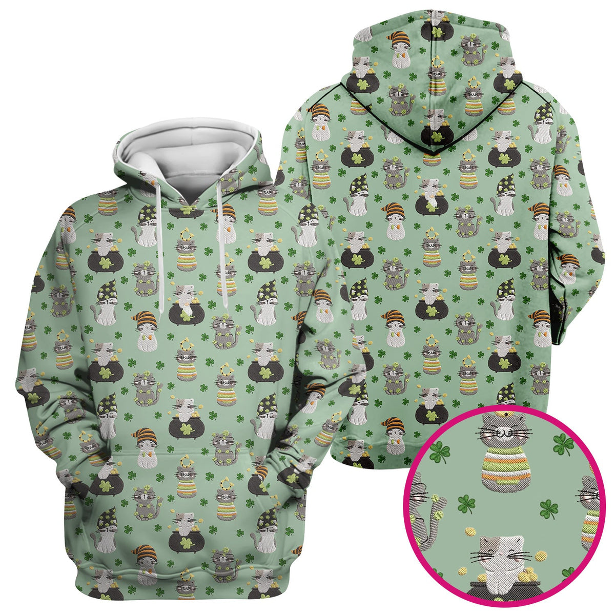 St Patrick Lucky Cat Shamrock Nurse Scrub Top
