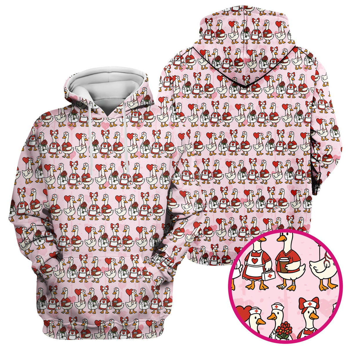 Valentine Nurse Goose Scrub Top