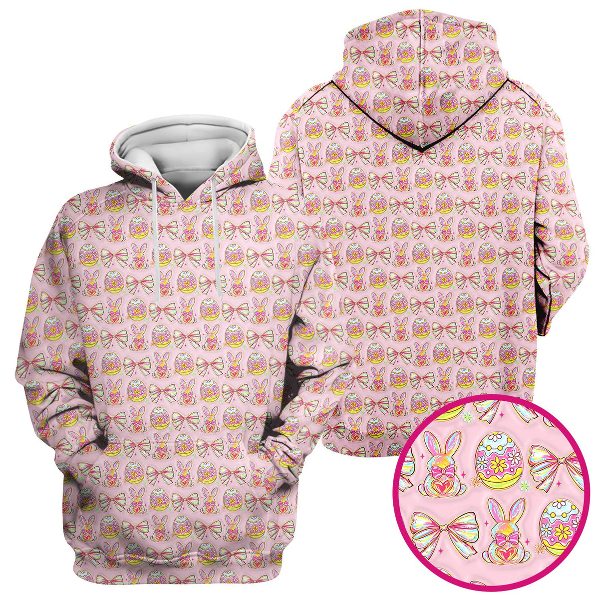 Bunny Pastel Egg Bow Nurse Scrub Top - Easter Gift