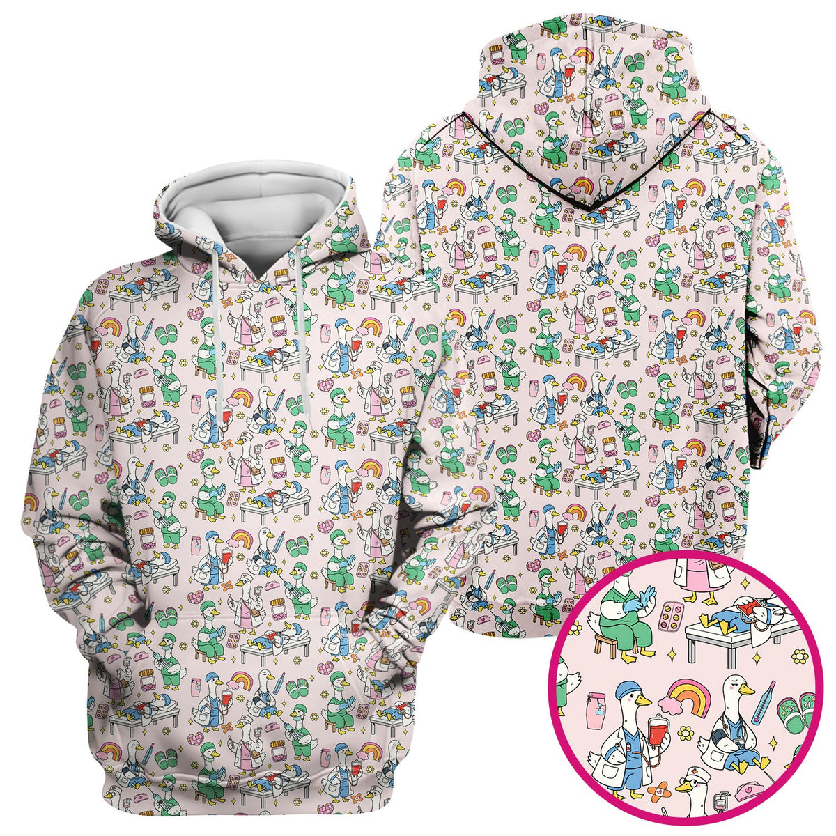 Duck Medical Doodle Nurse Scrub Top