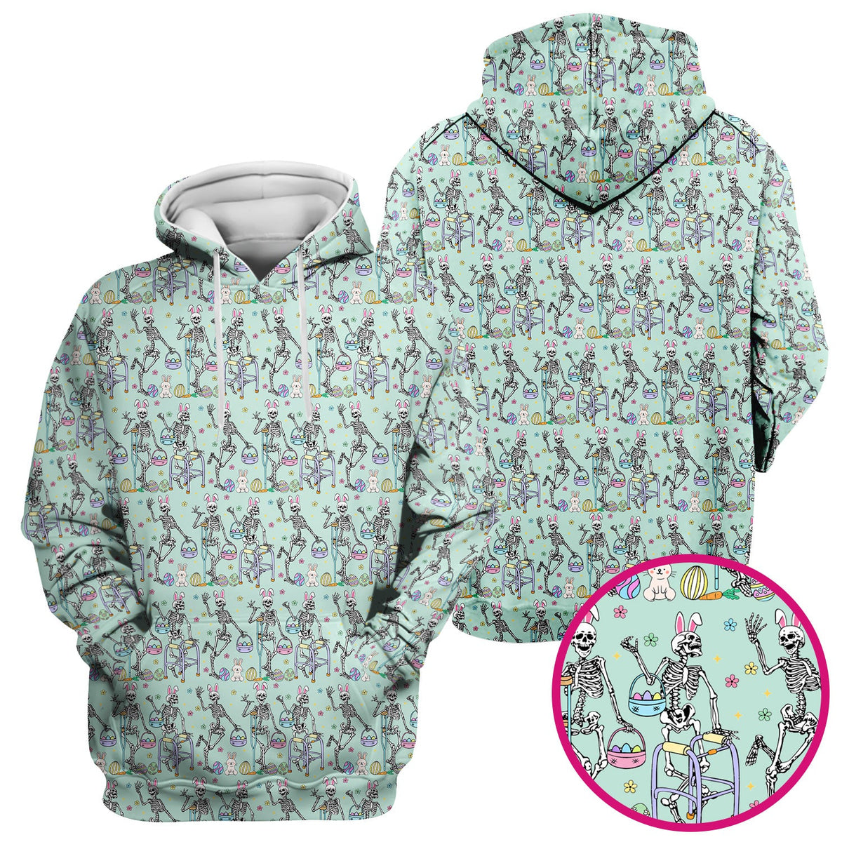 Fun Skeleton Bunny Nurse Scrub Top - Easter Gift