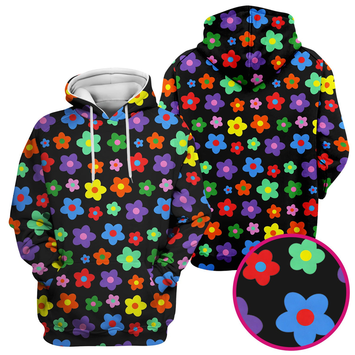 Colorful Retro Flower Nurse Scrub Top