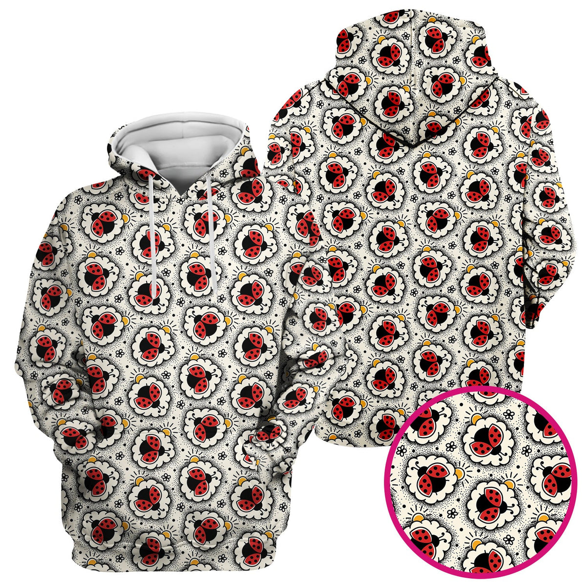 Ladybug Floral Frame Nurse Scrub Top