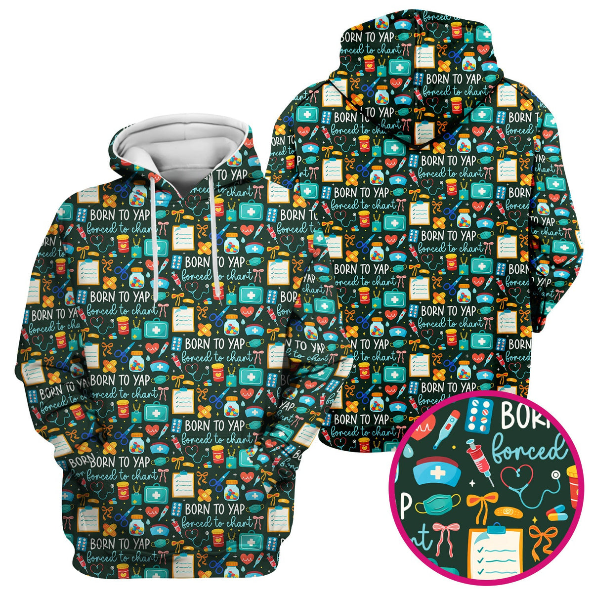 Born To Yap Medical Tools Nurse Scrub Top