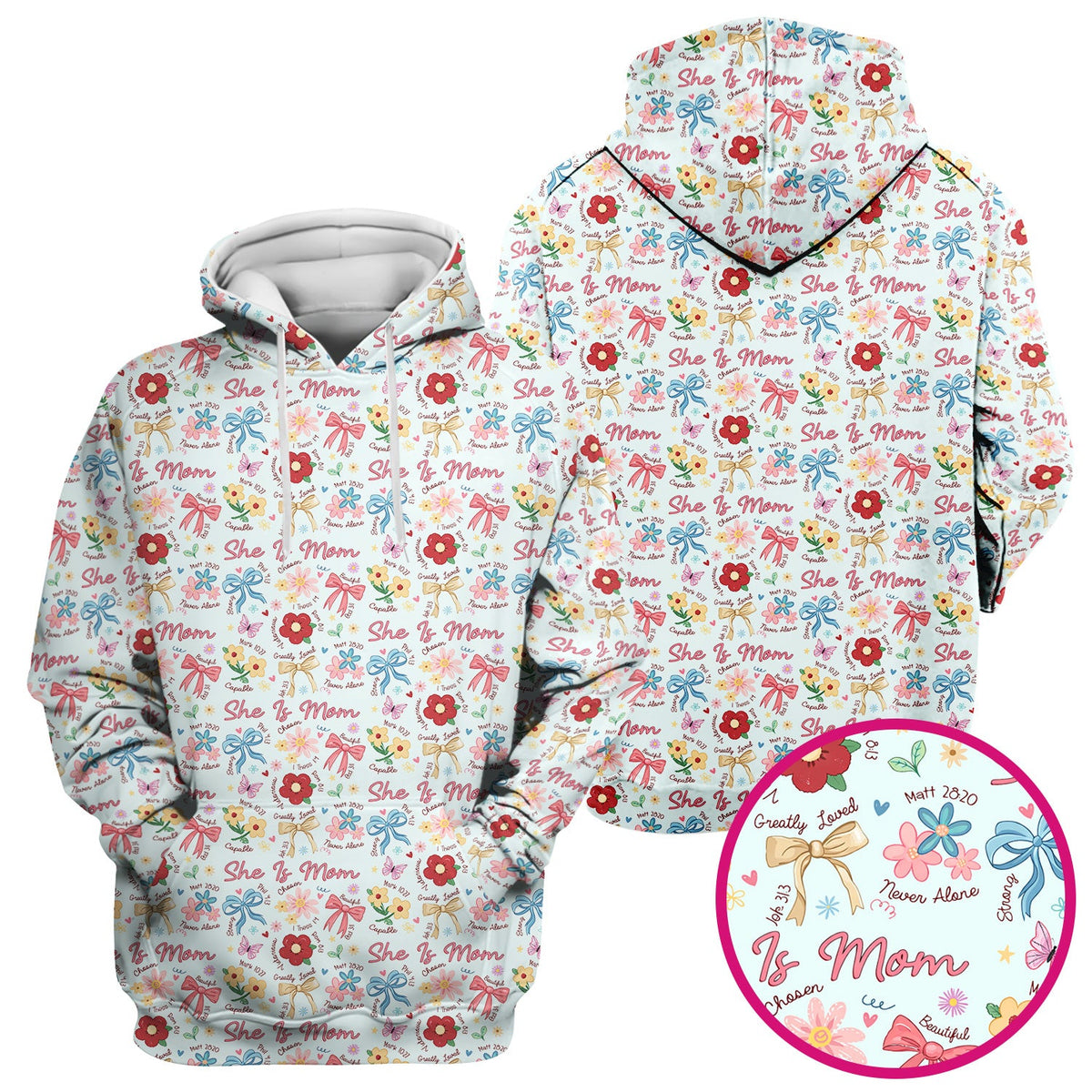 She Is Mom Floral Bow Nurse Scrub Top