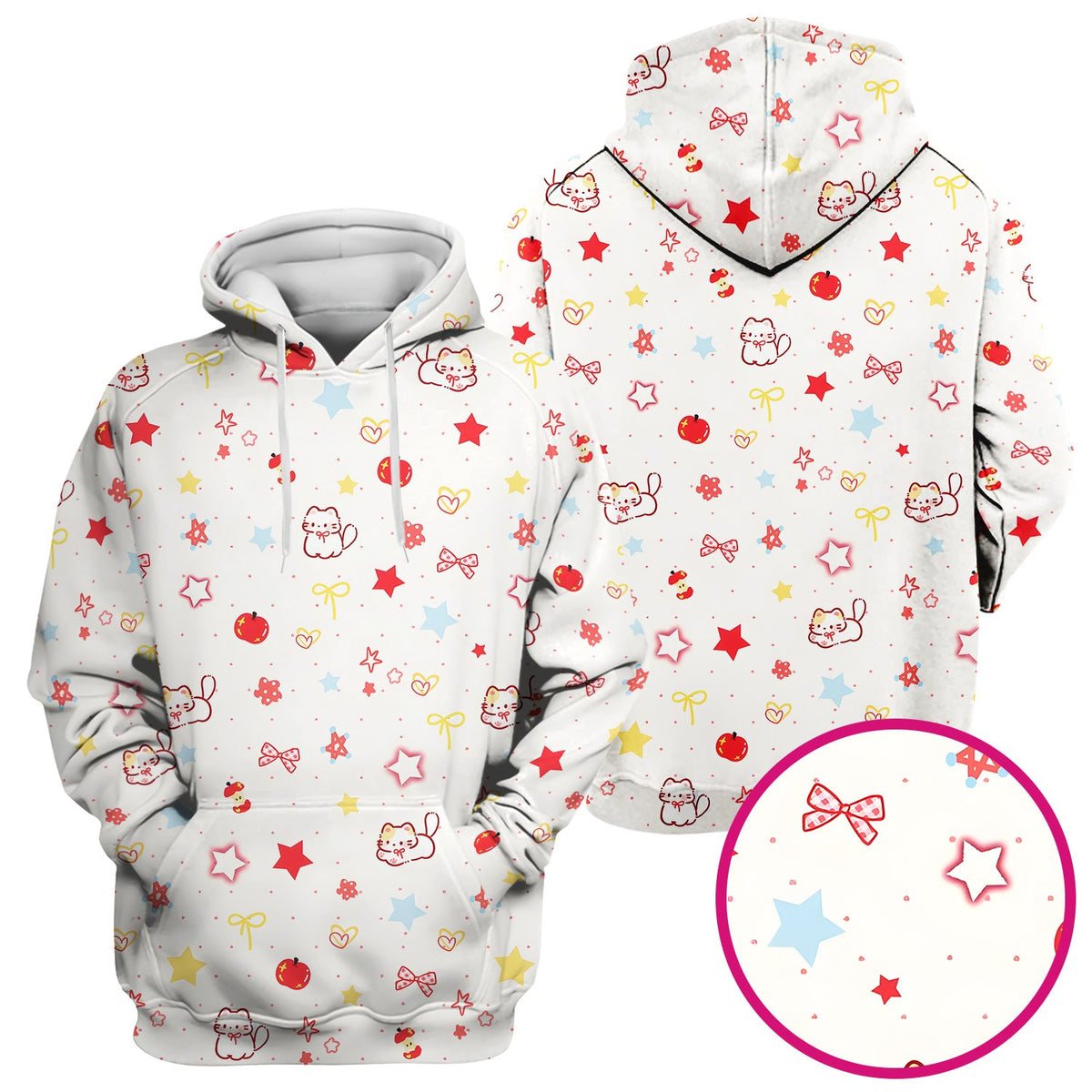 Kawaii Cat Bow Star Nurse Scrub Top