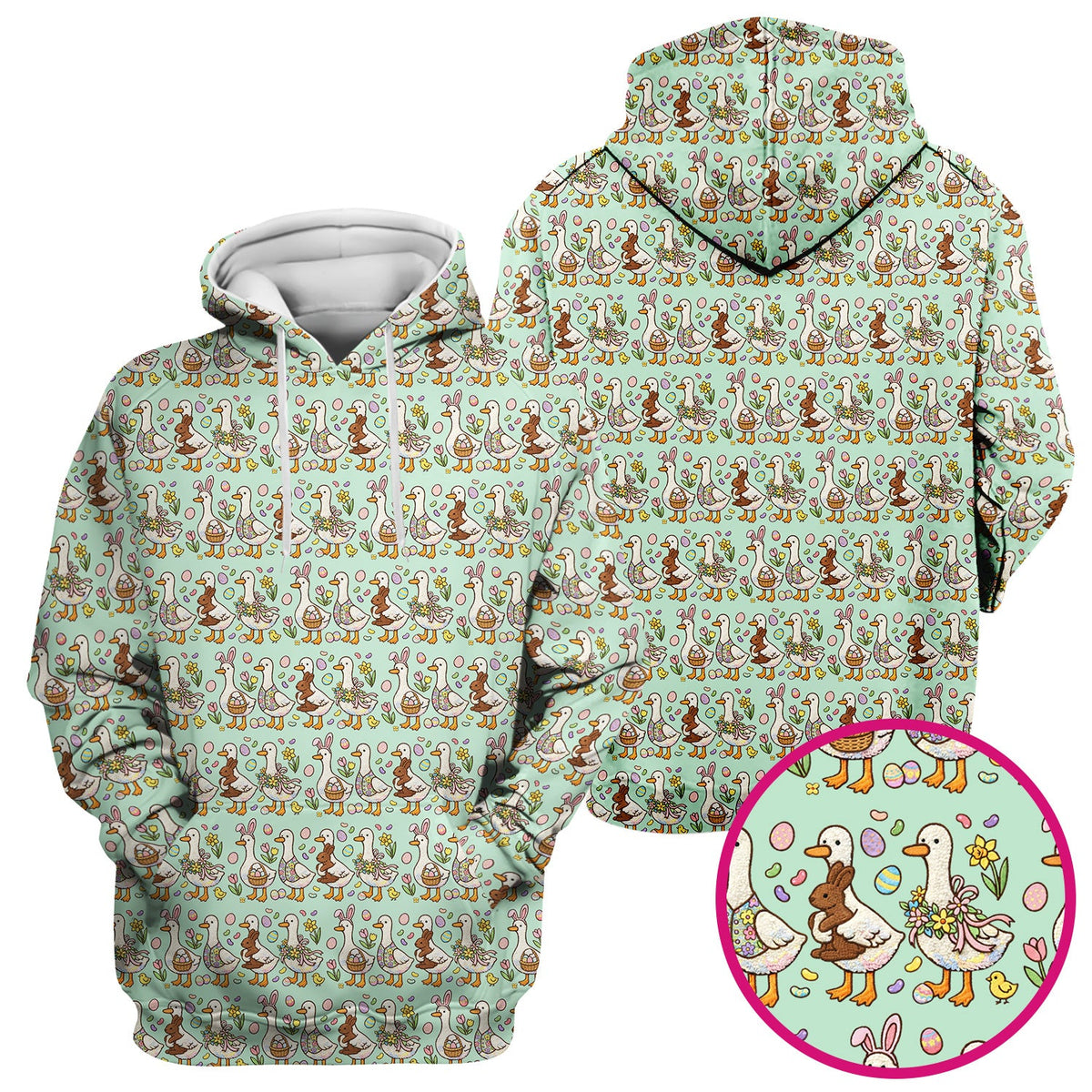 Duck Bunny Egg Floral Nurse Scrub Top - Easter Gift