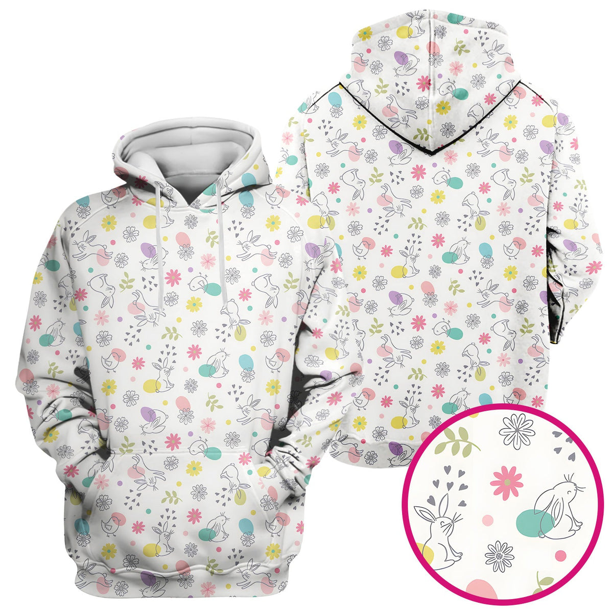 Whimsical Easter Bunny Eggs Nurse Scrub Top
