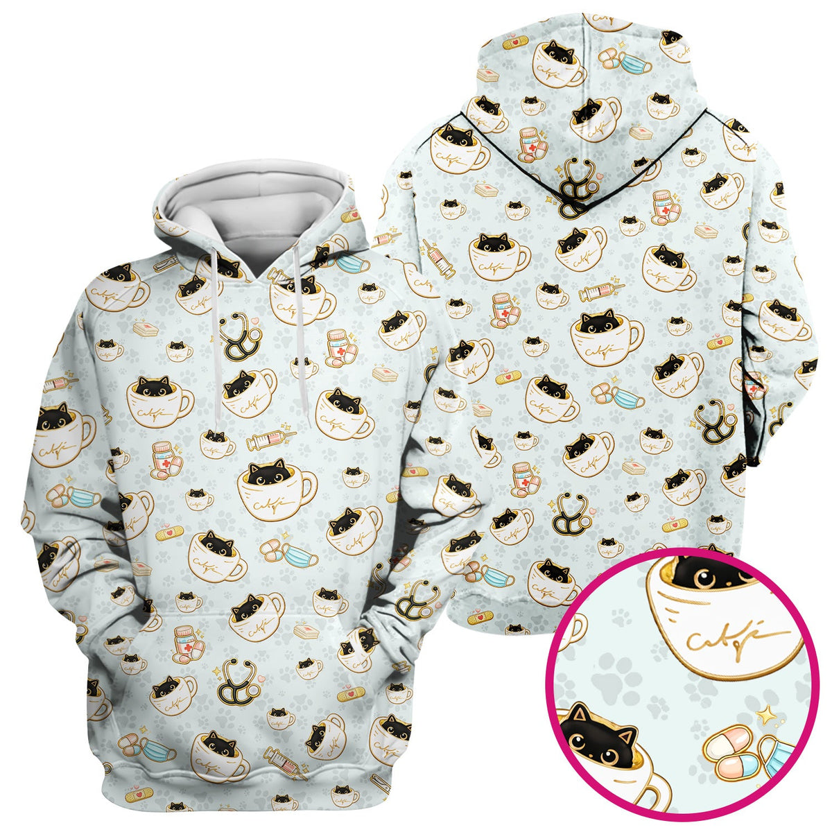Coffee Cat Nurse Scrub Top