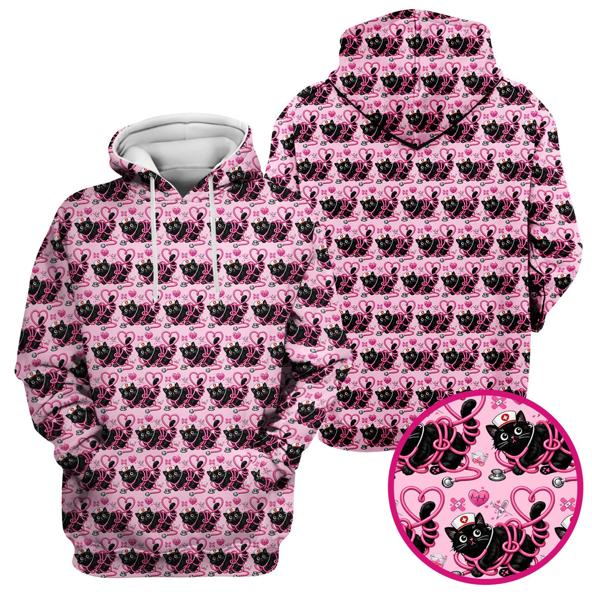Valentine Cat Nurse Heart Scrub Top
