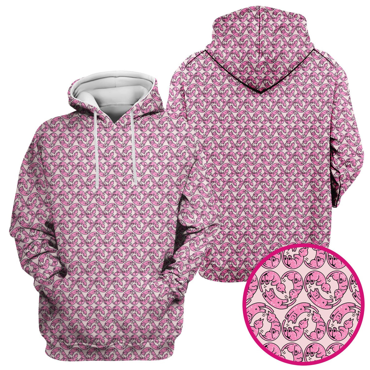 Pink Cat Cartoon Nurse Scrub Top