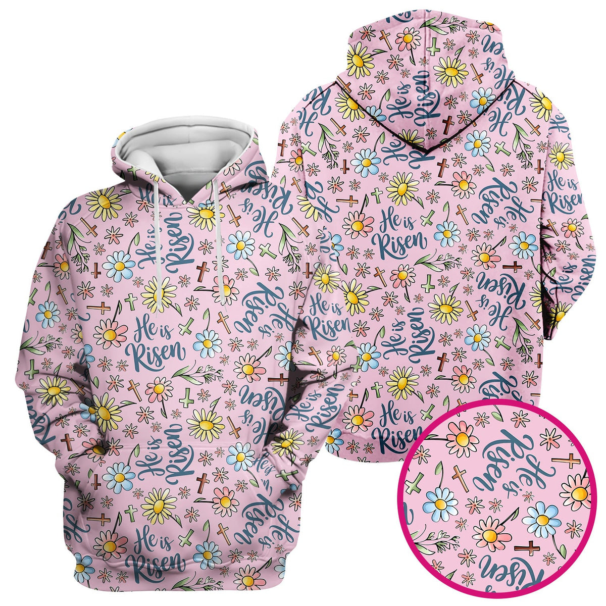 Risen Cross Flower Nurse Scrub Top - Easter Gift