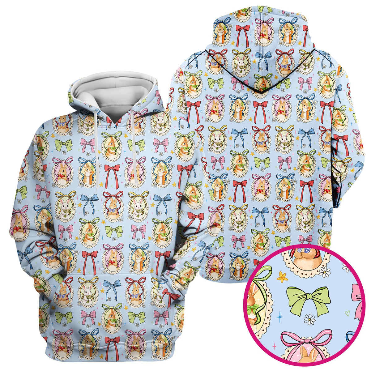 Bunny Cameo Bow Nurse Scrub Top - Easter Gift