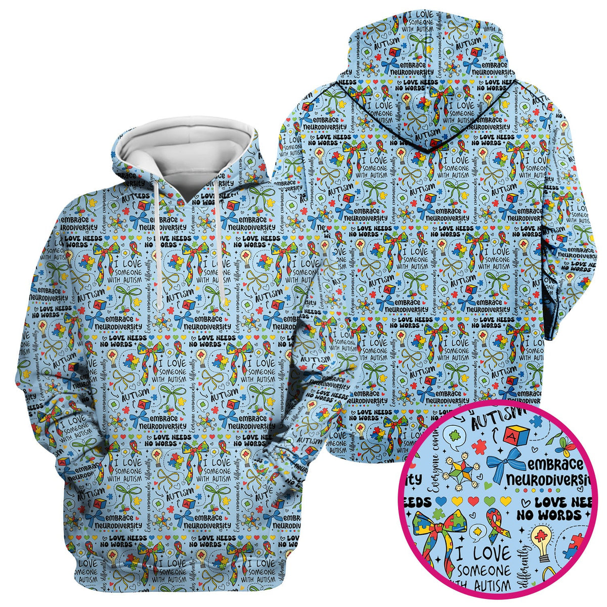 Autism Awareness Puzzle Ribbon Pastel Nurse Scrub Top