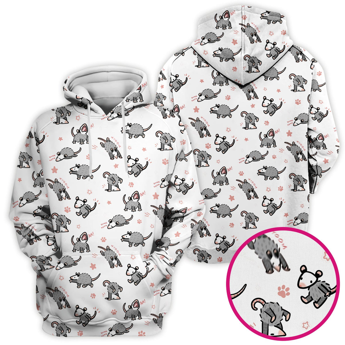 Cartoon Opossum Nurse Scrub Top