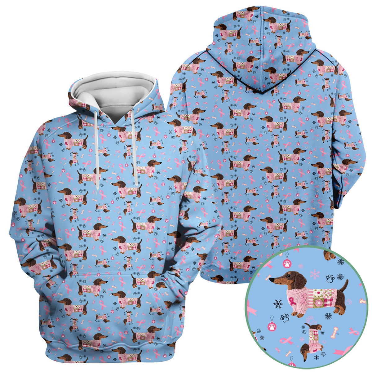 Pink Ribbon Dachshund Nurse Scrub Top