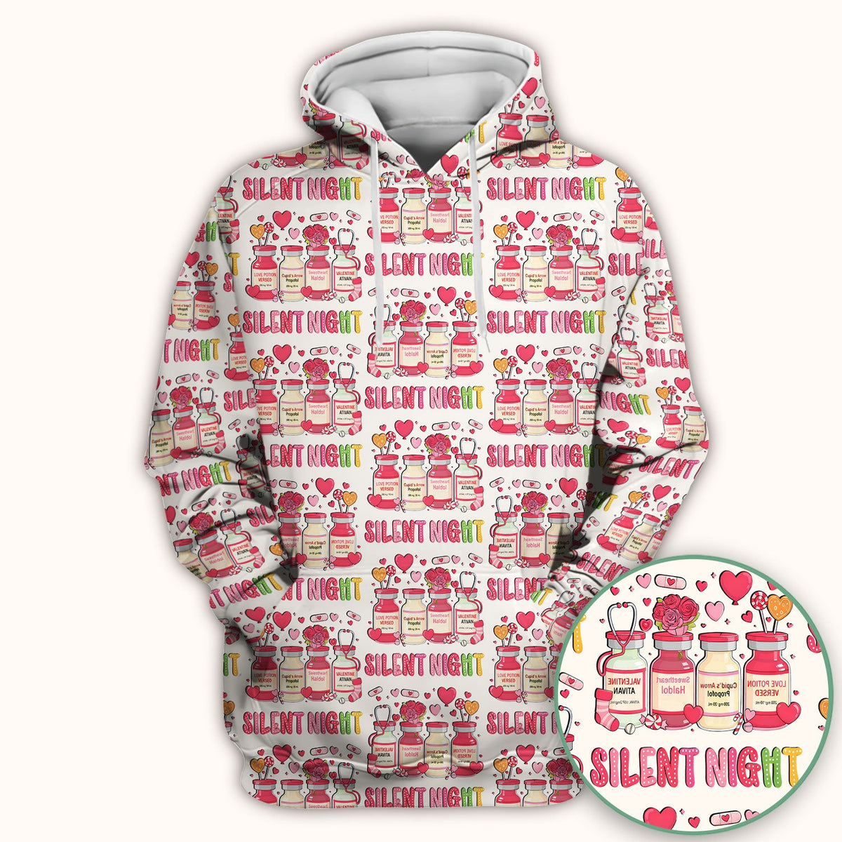 Valentine Silent Night Love Nurse Scrub Top